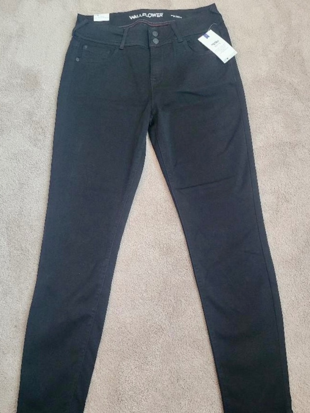 WALLFLOWER Women's Ultra Fit Skinny Jeans Size 15 Reg Logan Black